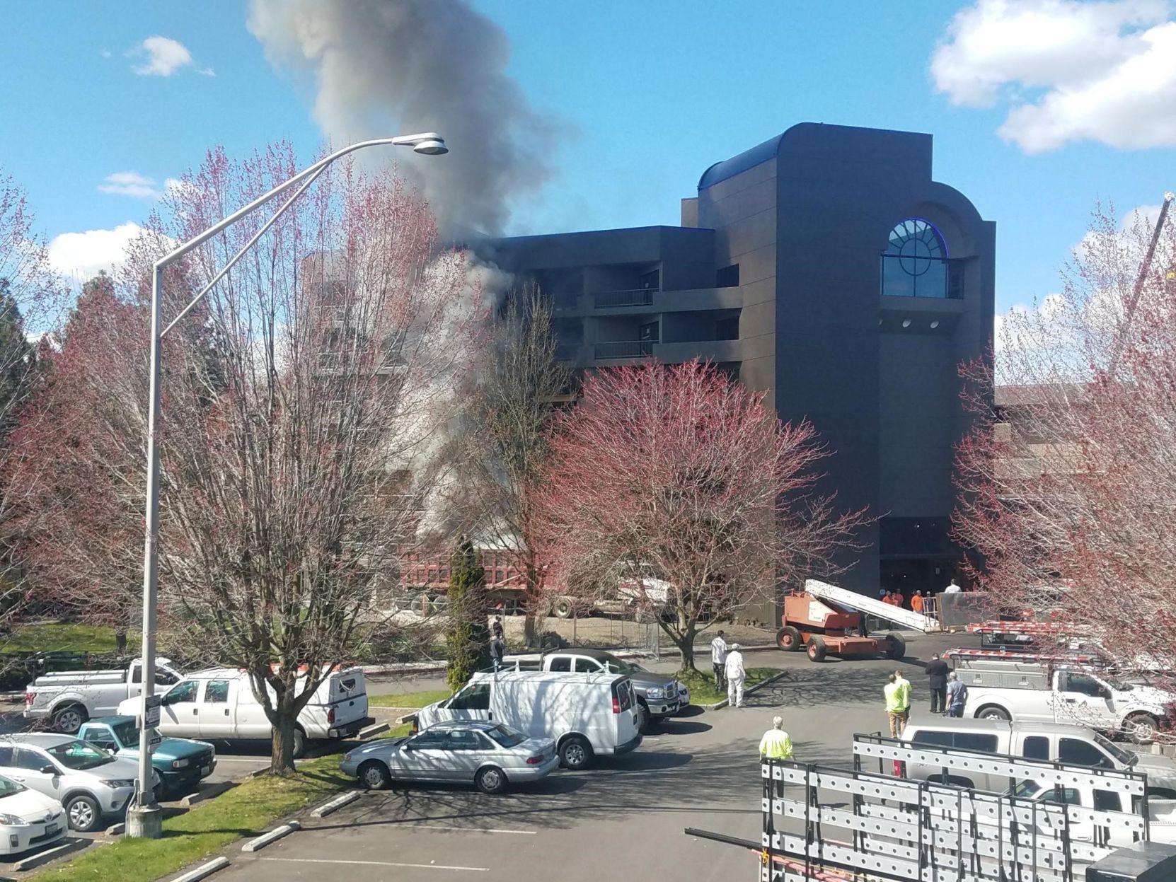 Truck catches fire